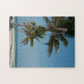 Palmboom en wit zandstrand legpuzzel (Horizontaal)