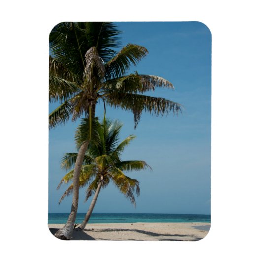 Palmboom en wit zandstrand magneet (Verticaal)