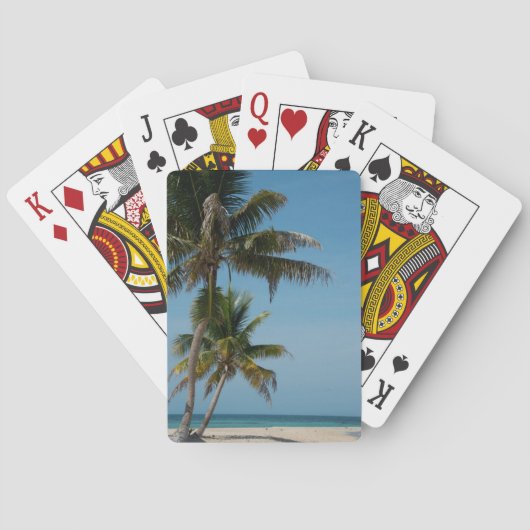 Palmboom en wit zandstrand speelkaarten (Achterkant)