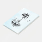 Palmboom en zeemeeuw op Post-it notes (Schuin)