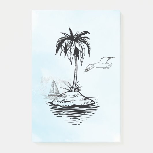 Palmboom en zeemeeuw op Post-it notes (Voorkant)