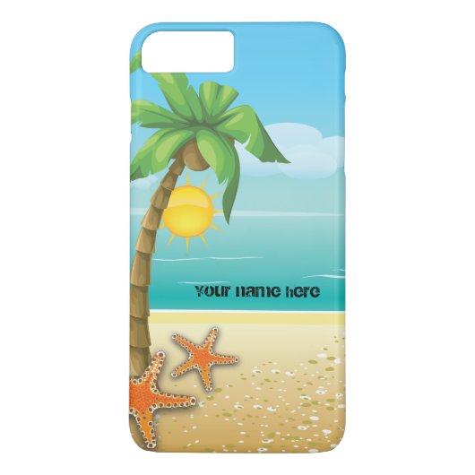 Palmboom en zeesterren tropisch landschap Case-Mate iPhone case (Achterkant)