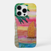 Palmboom en zeilboot iPhone hoesje (Achterkant)