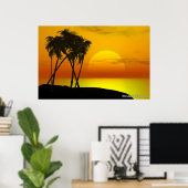 Palmboom en zonnebank poster (Thuiskantoor)