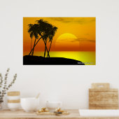 Palmboom en zonnebank poster (Keuken)
