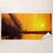 Palmboom en Zonsondergang Strandlaken (Voorkant)