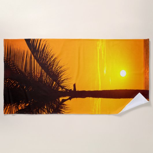 Palmboom en Zonsondergang Strandlaken (Voorkant)