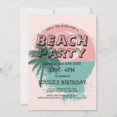 Palmboom- en zonsondergangsstrandfeest uitnodiging (Voorkant)