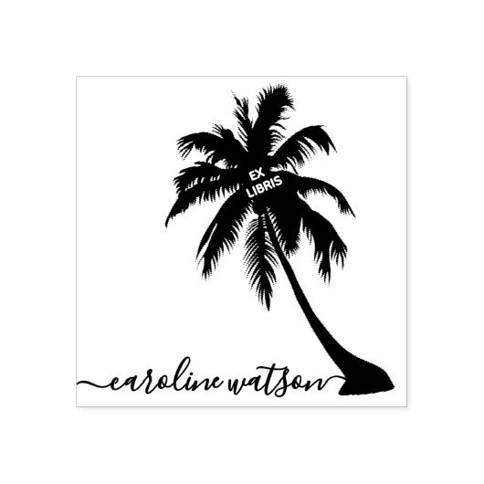 Palmboom Ex libris Rubber Stamp Rubberstempel (Afrduk)