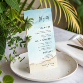 Palmboom Exotisch Tropisch Strand Laten we bruilof Menu