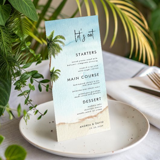 Palmboom Exotisch Tropisch Strand Laten we bruilof Menu