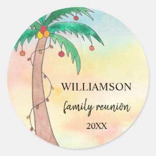 Palmboom familie reünie ronde sticker