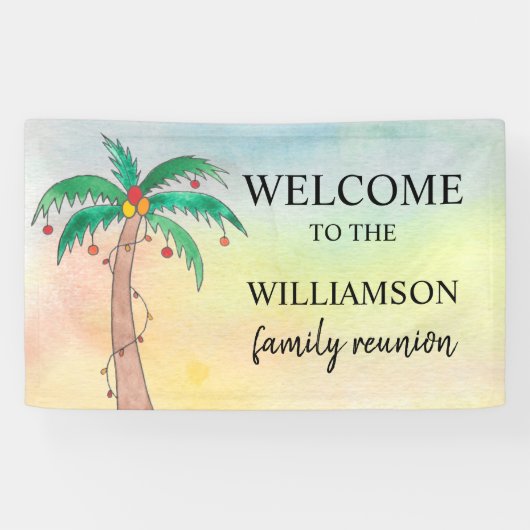 Palmboom familie reünie spandoek (Horizontaal)