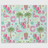 Palmboom Flamingo Tropische Sfeer Cadeaupapier (Vlak)