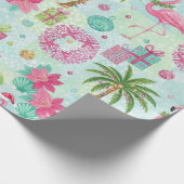 Palmboom Flamingo Tropische Sfeer Cadeaupapier (Hoek)