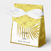 Palmboom Foliage Gold Foil Leaves Weddenschap Whit Bedankdoosjes (Voorkant Zijde)