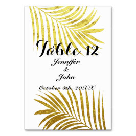Palmboom Foliage Gold Foil Leaves Weddenschap Whit Kaart