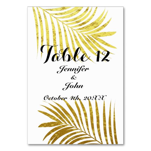 Palmboom Foliage Gold Foil Leaves Weddenschap Whit Kaart (Voorkant)