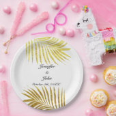Palmboom Foliage Gold Foil Leaves Weddenschap Whit Papieren Bordje (Feest)