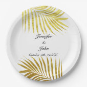 Palmboom Foliage Gold Foil Leaves Weddenschap Whit Papieren Bordje (Voorkant)