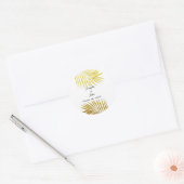 Palmboom Foliage Gold Foil Leaves Weddenschap Whit Ronde Sticker (Envelop)