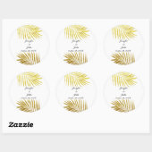 Palmboom Foliage Gold Foil Leaves Weddenschap Whit Ronde Sticker (Vel)