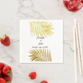 Palmboom Foliage Gold Foil Leaves Weddenschap Whit Servet (Insitu)