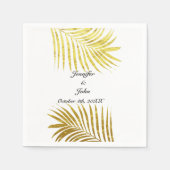 Palmboom Foliage Gold Foil Leaves Weddenschap Whit Servet (Voorkant)