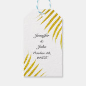 Palmboom Foliage Gold Glitter White Cute Wedding Cadeaulabel (Achterkant)