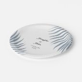 Palmboom gebladerte Dusty Blue Bladeren Cool Weddi Papieren Bordje (Gekanteld)