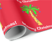 Palmboom gedecorbeerd voor Kerstmis Cadeaupapier (Rol Hoek)