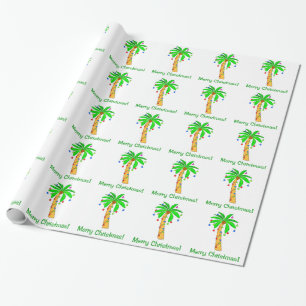 Palmboom gedecorbeerd voor Kerstmis Cadeaupapier