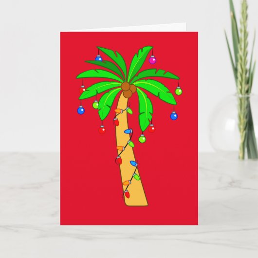 Palmboom gedecorbeerd voor Kerstmis Feestdagen Kaart (Voorkant)