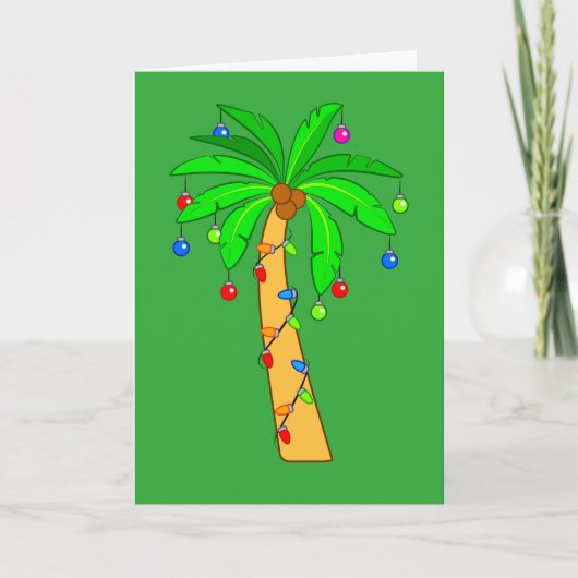 Palmboom gedecorbeerd voor Kerstmis Feestdagen Kaart (Voorkant)