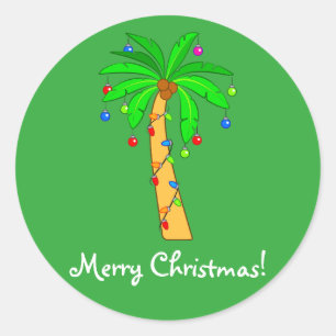 Palmboom gedecorbeerd voor Kerstmis Ronde Sticker