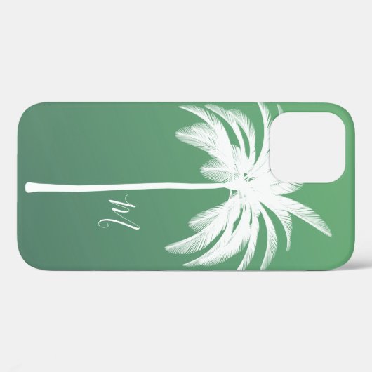 Palmboom groen wit tropisch elegant monogram Case-Mate iPhone case (Achterkant (horizontaal))