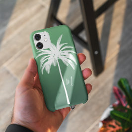 Palmboom groen wit tropisch elegant monogram Case-Mate iPhone case