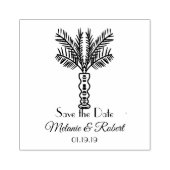 Palmboom Handgetekend Tropisch Logo Rubber Stempel (Afrduk)