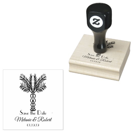 Palmboom handgetekend tropisch logo rubberen stemp rubberstempel (Gestempeld)