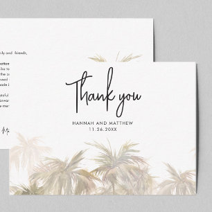 Palmboom Handlettered Huwelijks Dankjewel Notitiekaartje