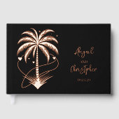 Palmboom Harten Bruiloft Gastenboek (Voorkant)