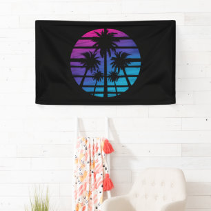 Palmboom Hawaiaans strand zomer vakantie Spandoek