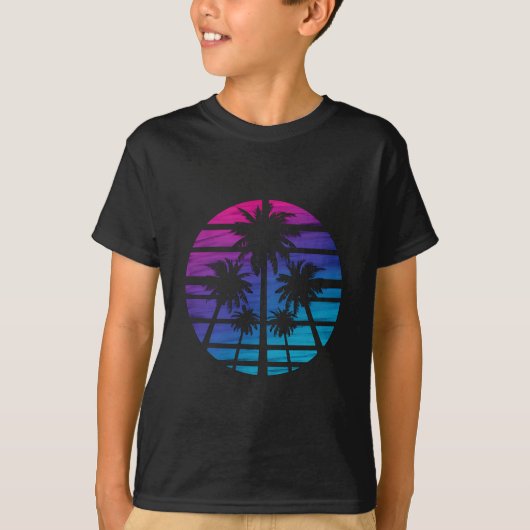 Palmboom Hawaiaans strand zomer vakantie T-shirt (Voorkant)