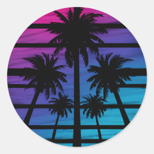 Palmboom Hawaiiaans strand zomer vakantie Ronde Sticker