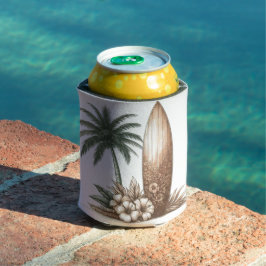 PALMBOOM HIBISCUS BLOEM EN SURFPLANK BLIKJESKOELER