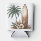 PALMBOOM HIBISCUS BLOEM EN SURFPLANK BLIKJESKOELER (Voorkant)
