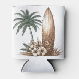 PALMBOOM HIBISCUS BLOEM EN SURFPLANK BLIKJESKOELER