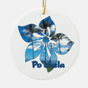 Palmboom Hibiscus Hawaiian Ornaments Keramisch Ornament