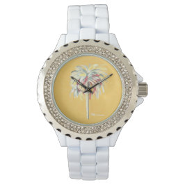 Palmboom horloge- geel horloge