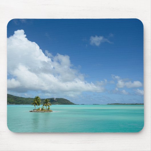 Palmboom in Bora Bora lagoon mousepad Muismat (Voorkant)